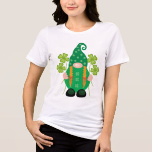 St. Patrick's Day Gnome mit Kleeblättern Tri-Blend Shirt