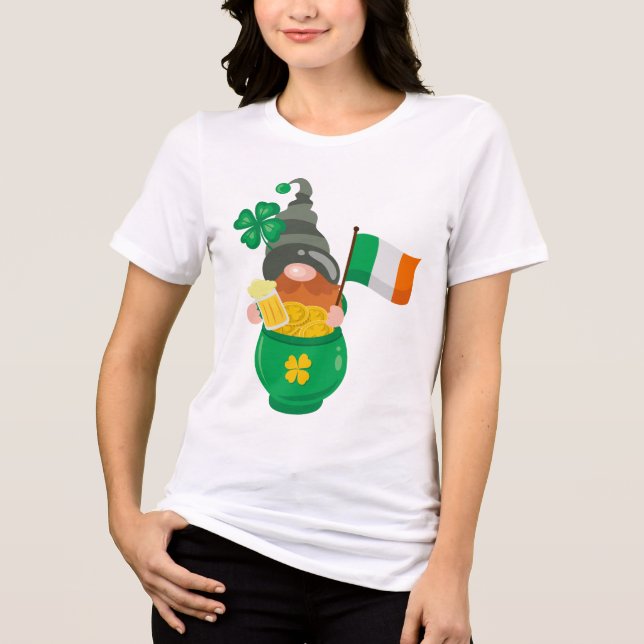 St. Patrick's Day Gnome mit Pot of Gold Tri-Blend Shirt (Vorderseite)