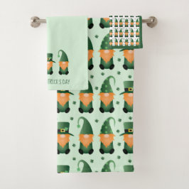 St Patricks Day Gnome Pattern Badhandtuch Set