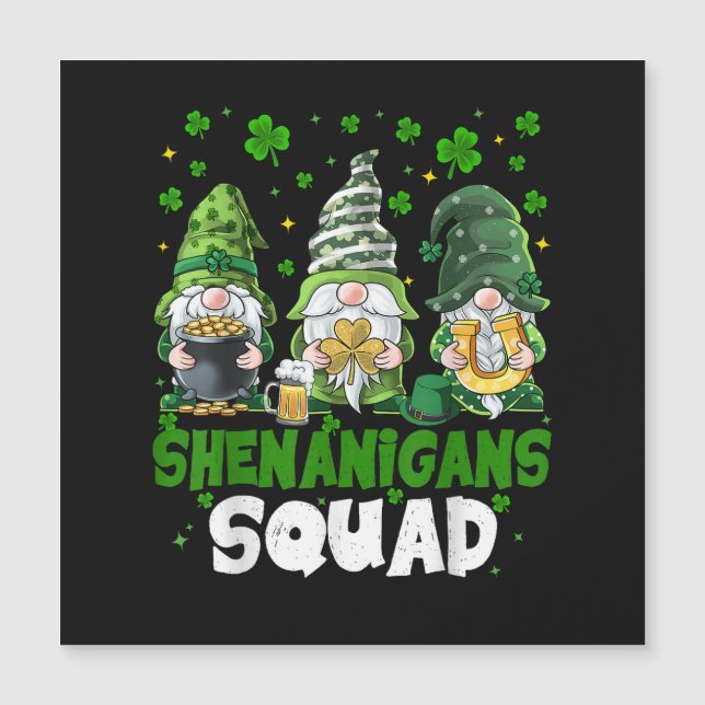 St Patricks Day Gnome Schabernack Squad Heiliger  Magnetkarte (Vorderseite)