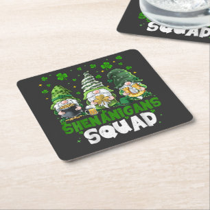 St Patricks Day Gnome-Streiche-Truppe Heiliger Rechteckiger Pappuntersetzer