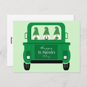 St. Patrick's Day Gnomes in Truck Feiertagskarte