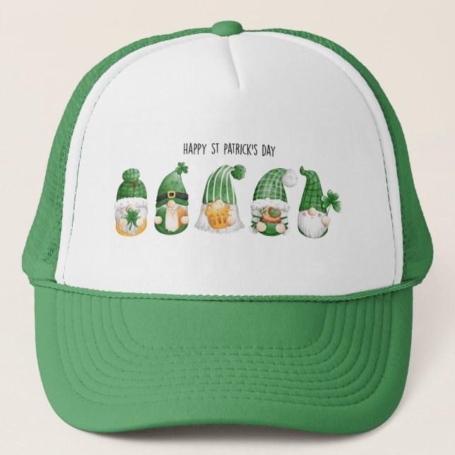 St Patrick's Day Gnomes Trucker Hat Truckerkappe (Vorderseite)