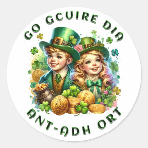 St Patrick's Day Go gcuire Dia an t-ádh ort Runder Aufkleber