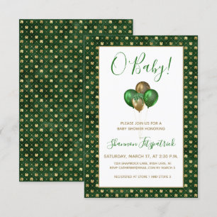 St. Patrick's Day Gold Grüne Shamrocks Babyparty Einladung