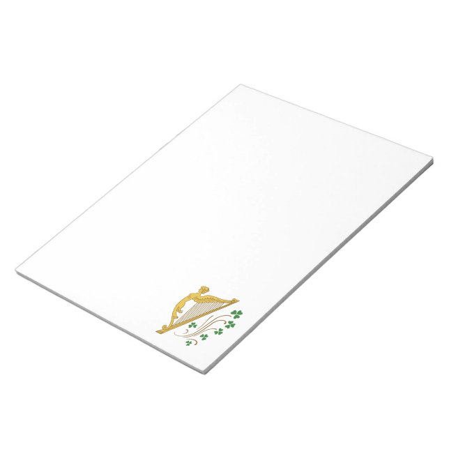 St Patrick's Day Gold Harp und Kleeblatts Notizblock (angewinkelt)