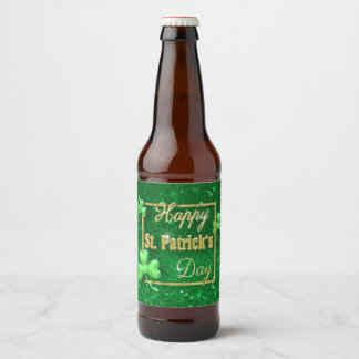 St. Patrick's Day Gold Kleeblatt Bierflaschenetikett