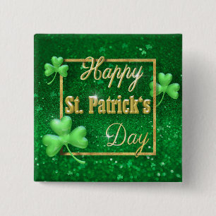 St. Patrick's Day Gold Kleeblatt Button