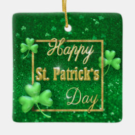 St. Patrick's Day Gold Kleeblatt Keramikornament