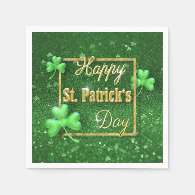 St. Patrick's Day Gold Kleeblatt Serviette (Vorderseite)