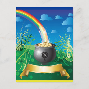 St. Patrick's Day Gold Rainbow Postkarte
