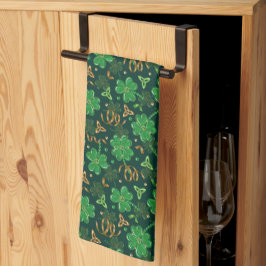 St Patricks day Gold Trefoil Kleeblatt Lucky Geschirrtuch