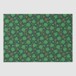 St Patricks day Gold Trefoil Kleeblatt Lucky Seidenpapier