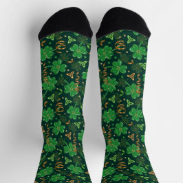 St Patricks day Gold Trefoil Kleeblatt Lucky Socken