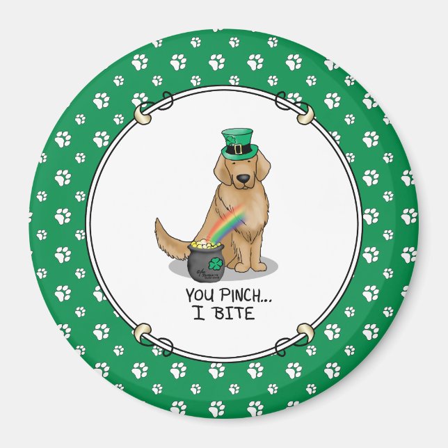 St. Patrick's Day Golden Retriever Dog Magnet (Vorne)