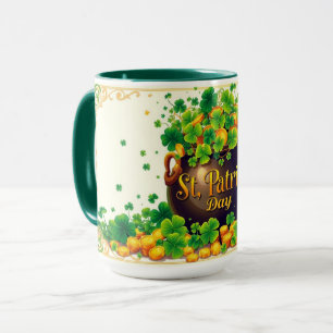 St. Patrick's Day Goldtopf und Kleeblatt Tasse
