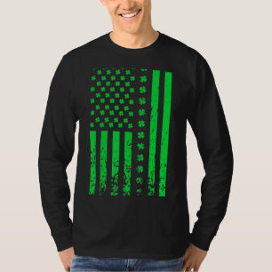 St Patrick's Day Green American USA Flag Sha T-Shirt