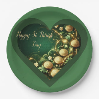 St Patrick's Day Green and Gold Coins Pappteller