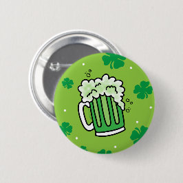 St Patrick's Day Green Beer Pattern Button