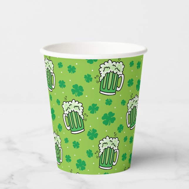 St Patrick's Day Green Beer Pattern Pappbecher (Vorderseite)