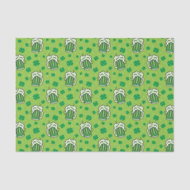 St Patrick's Day Green Beer Pattern Seidenpapier (Vorderseite)