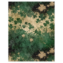 St. Patrick's Day Green & Beige Clover Pattern