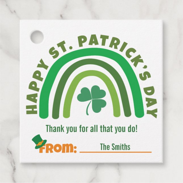 St Patrick's Day - Green Boho Regenbogenklee Geschenkanhänger (Vorderseite)