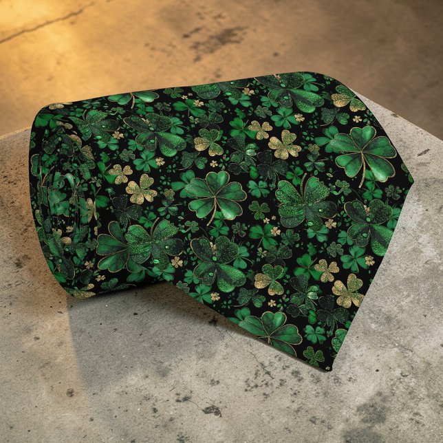 St. Patrick's Day Green Clover Custom Necktie Krawatte (Von Creator hochgeladen)