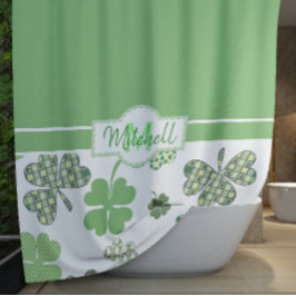 St Patrick's Day Green Clover Duschvorhang
