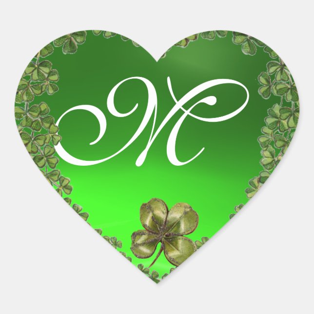 ST.PATRICK'S DAY GREEN EMERALD GEM KLEEBLATT HERZ Herz-Aufkleber (Vorderseite)