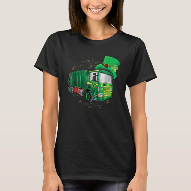 St Patrick's Day Green Garbage Truck Men Women Boy T-Shirt (Vorderseite)