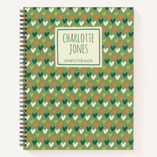St Patrick's Day Green Hearts Personalisiert Zeich Notizbuch