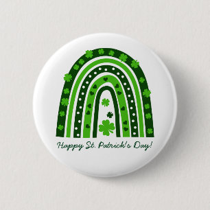 St. Patrick's Day Green Kleeblatt Boho Rainbow Button