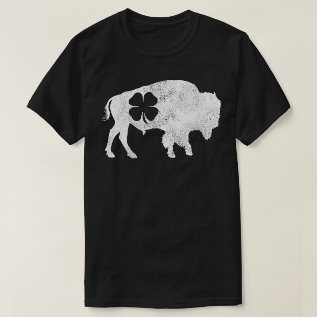 St Patricks Day Green Kleeblatt Buffalo Bison Iris T-Shirt (Design vorne)