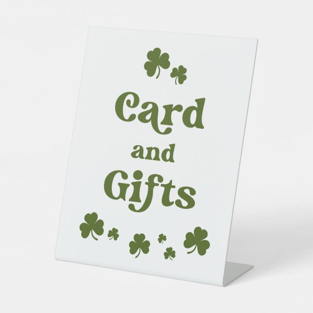 St. Patrick's Day Green Kleeblatt Card Geschenke Sockelschild (Vorderseite)