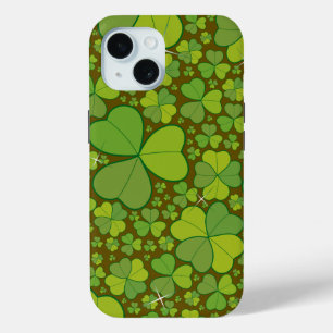 St. Patrick's Day Green Kleeblatt Clover Muster iPhone 15 Hülle