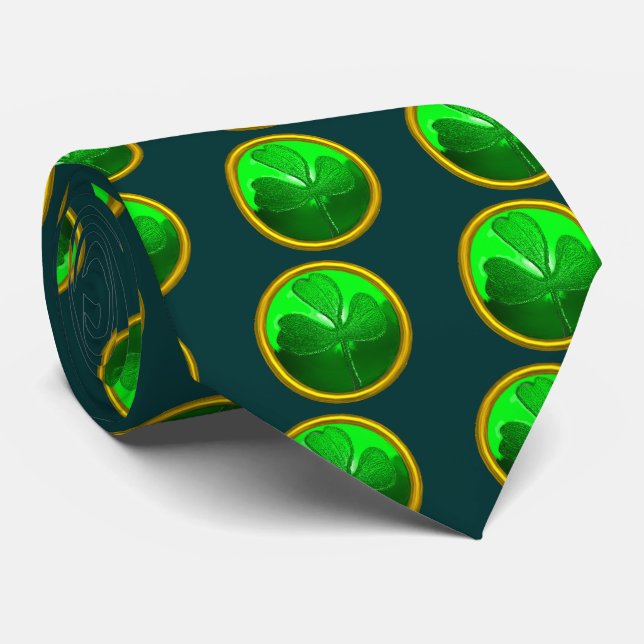 ST PATRICK'S DAY GREEN KLEEBLATT GEMSTONE JEWEL KRAWATTE (Gerollt)