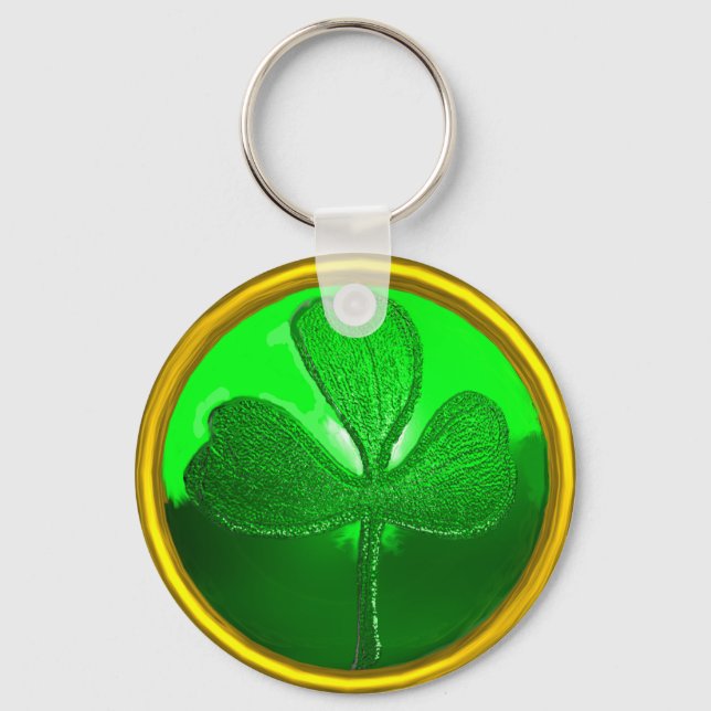 ST PATRICK'S DAY GREEN KLEEBLATT GEMSTONE JEWEL SCHLÜSSELANHÄNGER (Vorderseite)