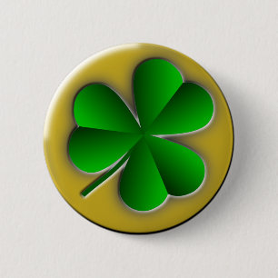 St Patrick's Day Green Kleeblatt Gold Hintergrund Button