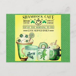 St Patricks Day Green Kleeblatt Irish Café Postkarte