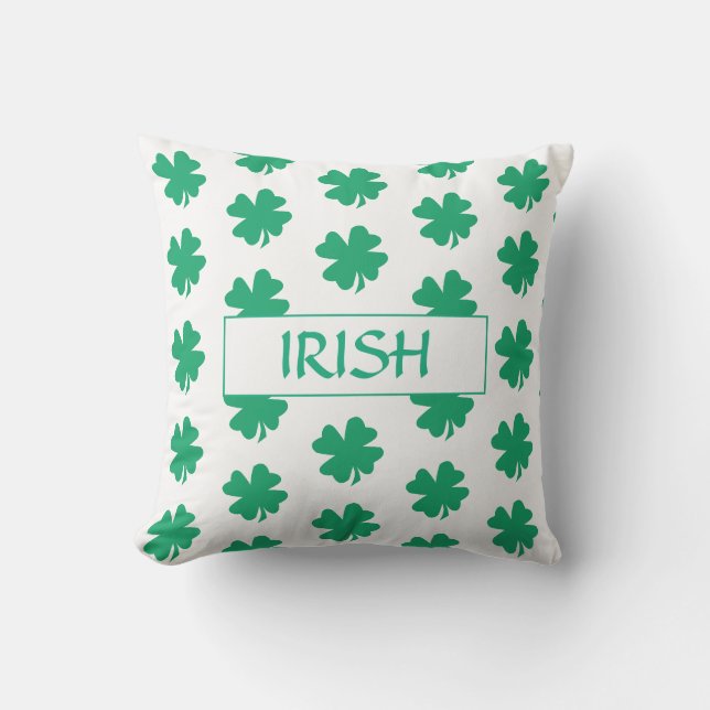 St Patrick's Day Green Kleeblatt Leaf Muster irisc Kissen (Vorderseite)