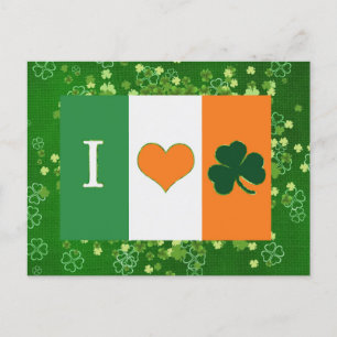 St Patricks Day Green Kleeblatt Liebe Postkarte