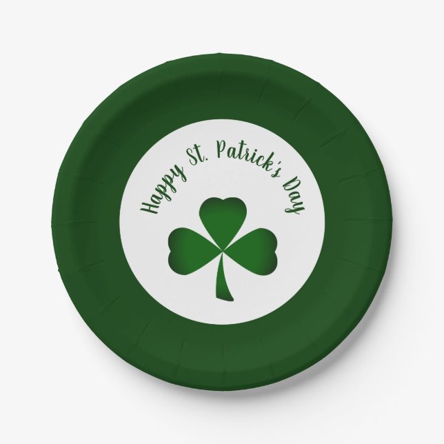 St. Patrick's Day Green Kleeblatt Pappteller (Vorderseite)