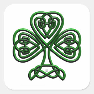 St Patricks Day Green Kleeblatt Quadratischer Aufkleber