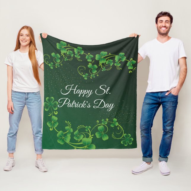 St. Patrick's Day Green Kleeblatt Vine Irish Party Fleecedecke (Beispiel)