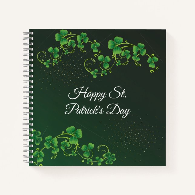 St. Patrick's Day Green Kleeblatt Vine Irish Party Notizbuch (Vorderseite)