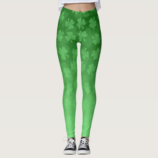 St. Patrick's Day Green Kleeblatts ombre pattern Leggings (Vorderseite)