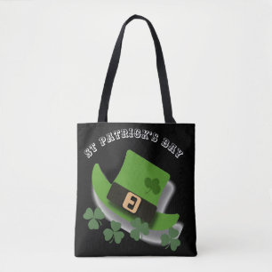 St Patricks Day Green Leprchaun Hat und Kleeblatt Tasche