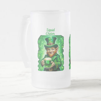 St. Patrick's Day, Green Leprechaun, Grünes Bier Mattglas Bierglas