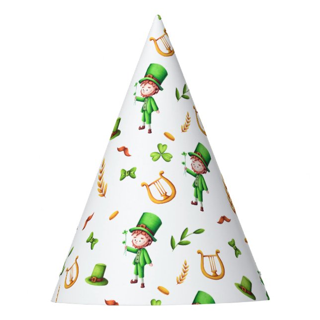St. Patrick's Day Green Leprechaun Muster irisch Partyhütchen (Vorderseite)